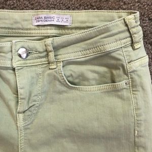 Zara basic Z1975 green denim jeans 04